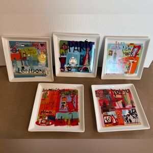 Crate&Barrel International Travel Plates-Set of 5